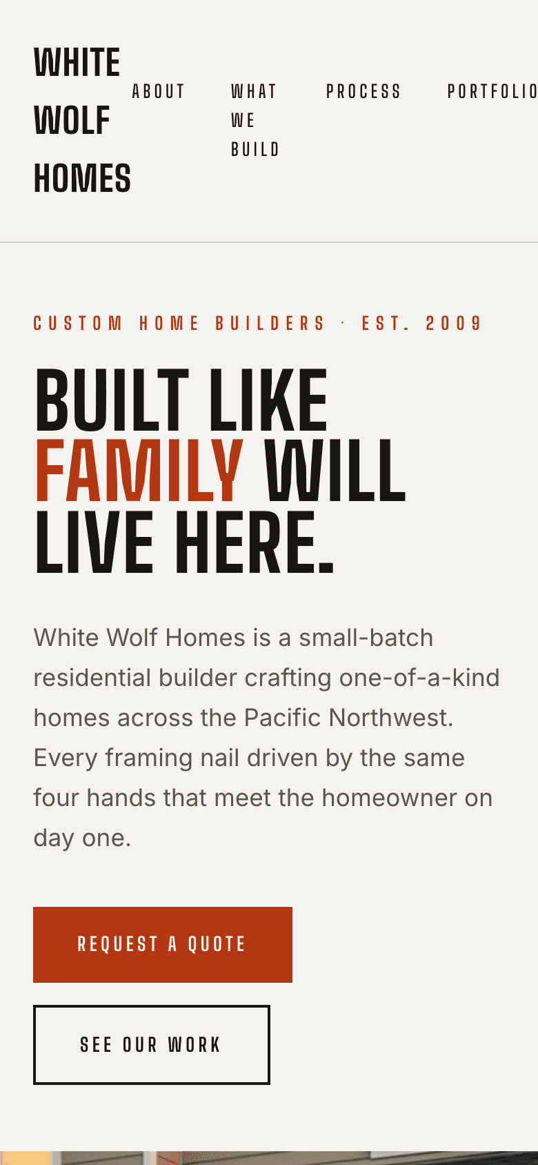 White Wolf Homes mobile preview