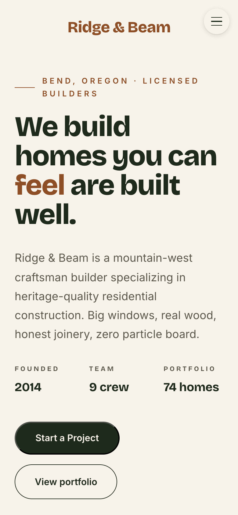 Ridge & Beam Construction mobile preview
